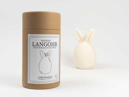 Hasenkerze mit Langohr oder Knickohr cremeweiß