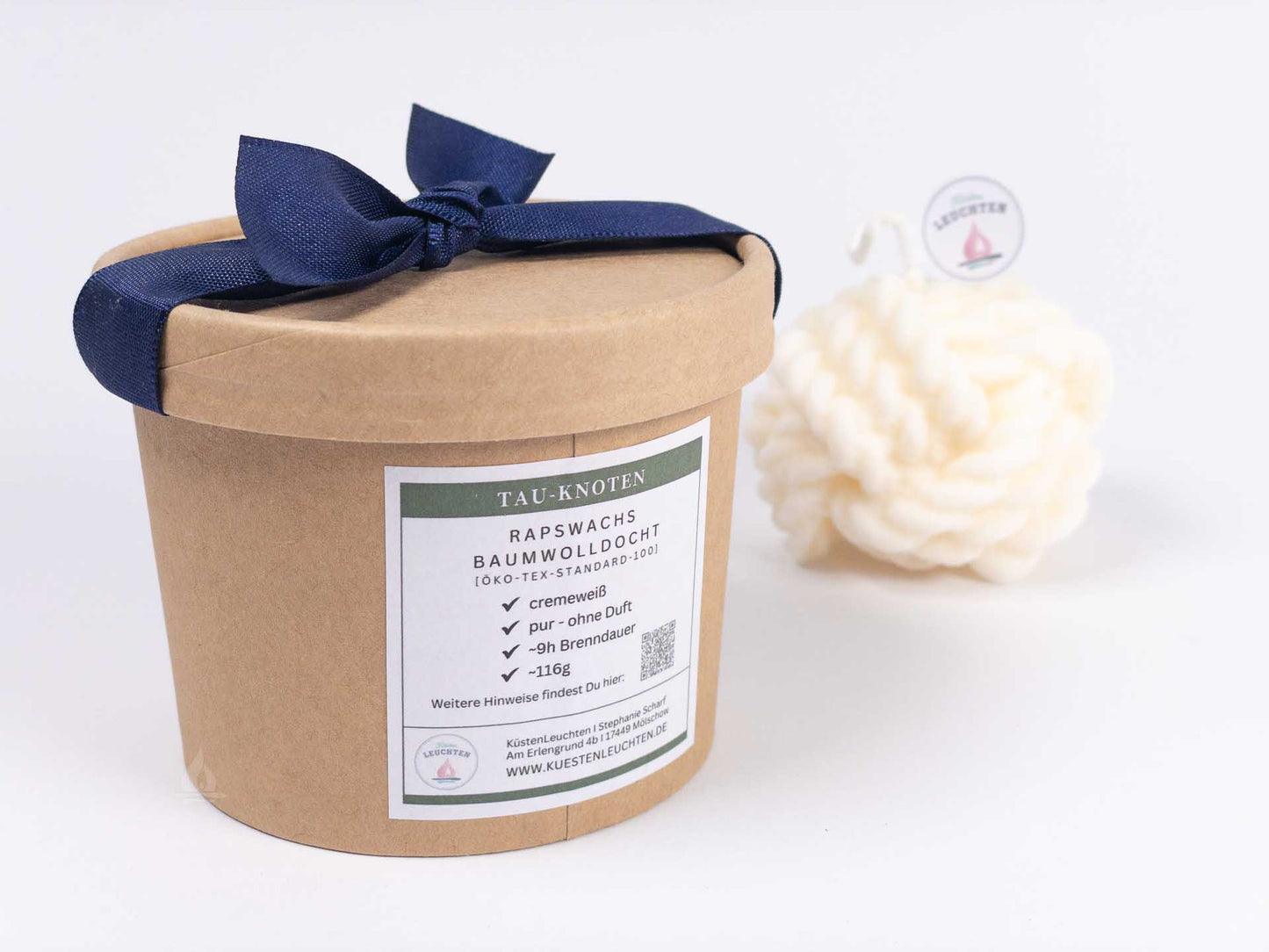 Tau-Knoten-Kerze cremeweiß