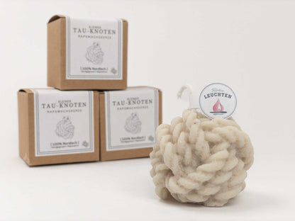 Tau-Knoten-Kerze grau-beige
