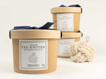 Tau-Knoten-Kerze grau-beige