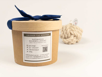 Tau-Knoten-Kerze grau-beige