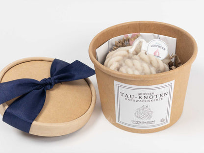 Tau-Knoten-Kerze grau-beige
