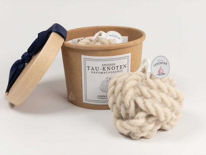 Tau-Knoten-Kerze grau-beige